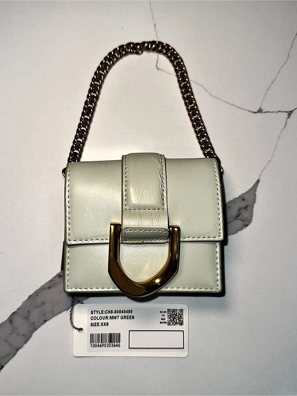 Mint Green Charles & Keith Gabine Chain-Link Card Holder Mini Bag